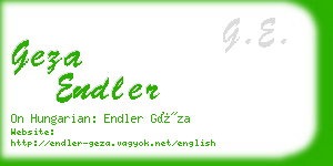 geza endler business card